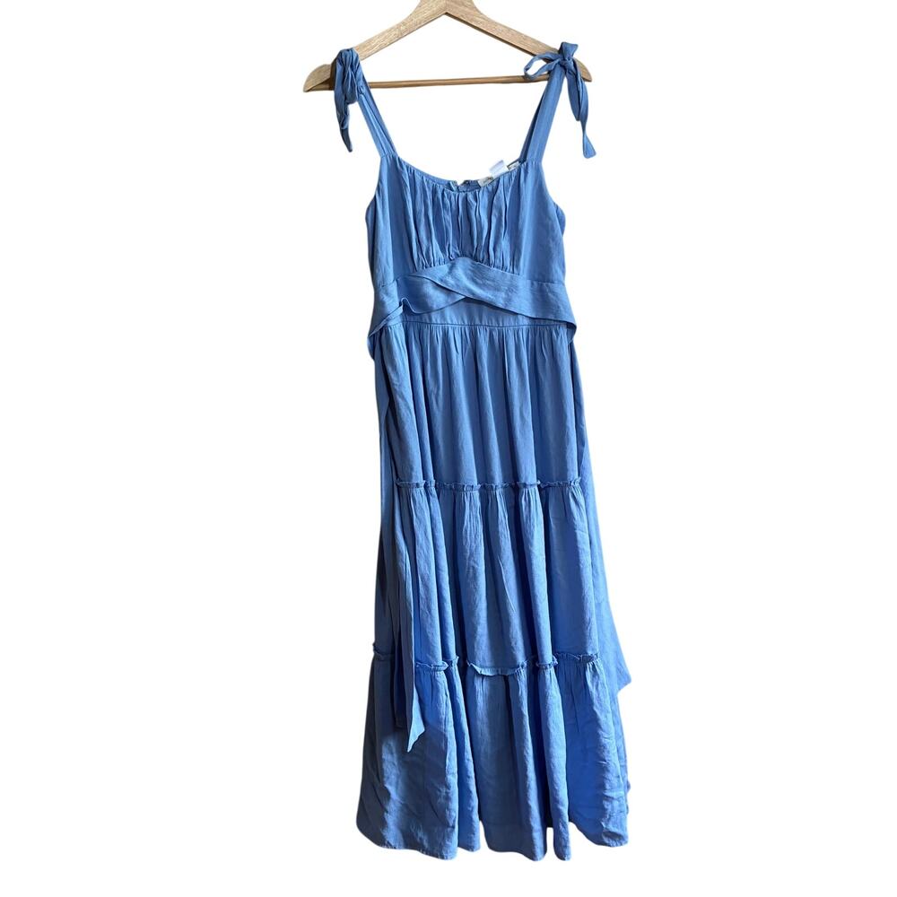 Altar'd state blue tiered maxi dress sleeveless women's size M cinched waist